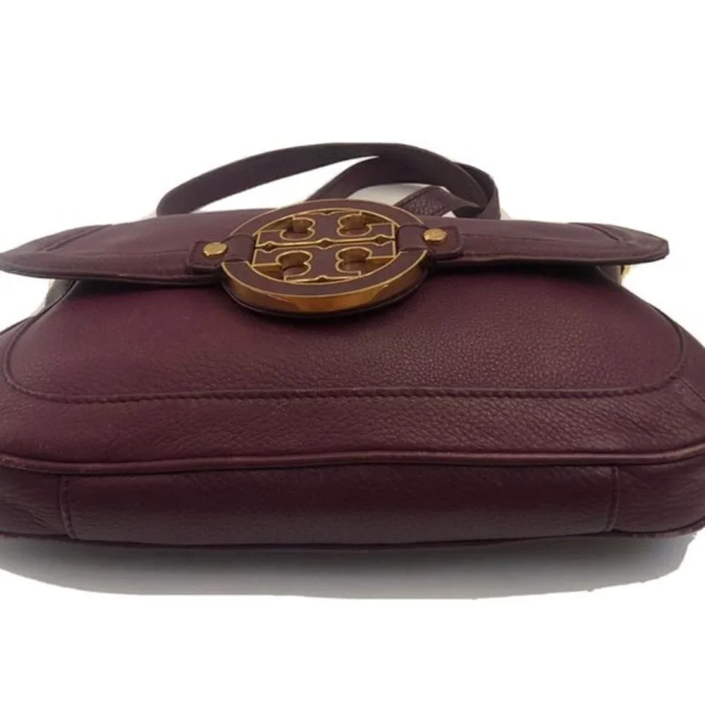 Tory Burch  Handbag Crossbody  Leather plum Burgandy Purse Shoulderbag fully lin